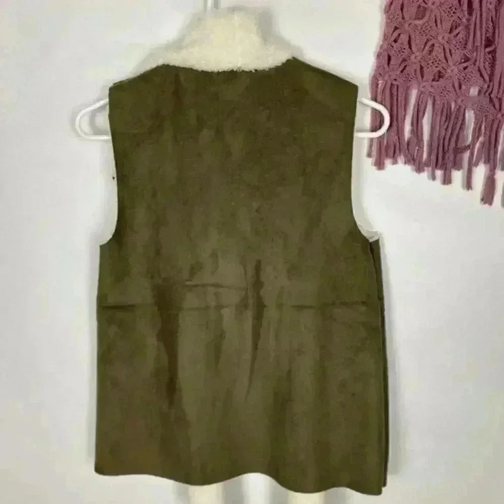 SUSINA Faux Shearling & Faux‎ Suede Vest Size XSP